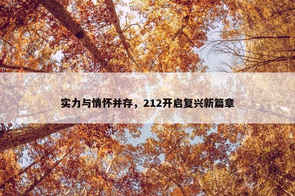 实力与情怀并存，212开启复兴新篇章