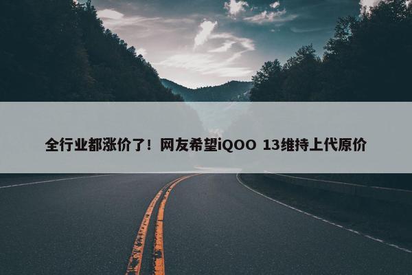 全行业都涨价了！网友希望iQOO 13维持上代原价